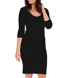 Tees by Tina Women's Scoop Neck Stretch Crinkle Dress Short Sleeve Black Size OS